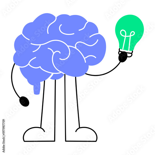 A flat style icon showing creative mind