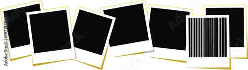 Vector graphic illustration of blank instant photos with barcode element