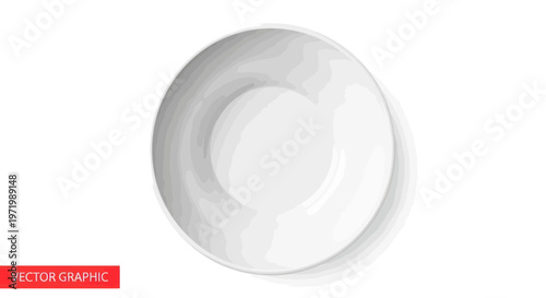 Clean White Bowl Top View Vector Graphic