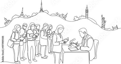 Tourist guide presenting map to group of travelers