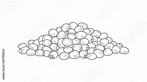 Sweet Corn Kernels Outline Illustration Set – Pile of Maize Seeds Minimal Line Art Food Clipart
