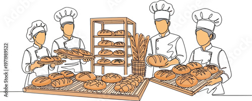 chefs preparing bread in bakery