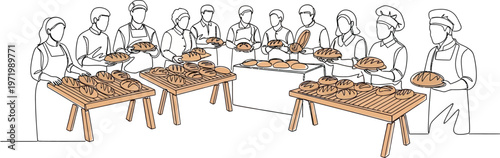 people sitting around tables making sushi