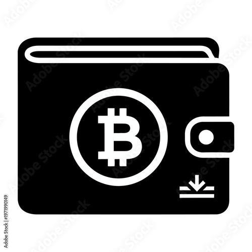 Vector of a black wallet with a bitcoin symbol on the front panel