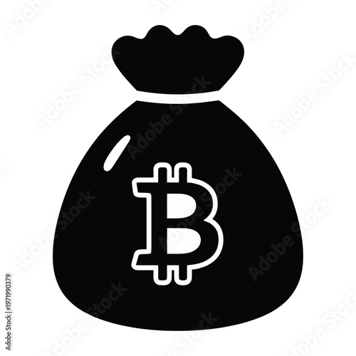 Vector of a money bag with a bitcoin logo