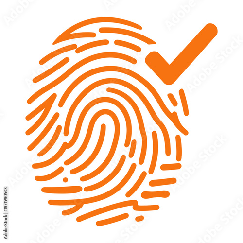 Image of a vector fingerprint icon with a checkmark symbol representing verification
