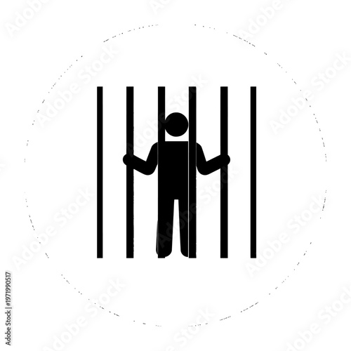 Vector of a person standing behind a set of metal bars