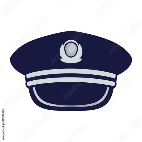 Vector of a classic blue and white police officer hat