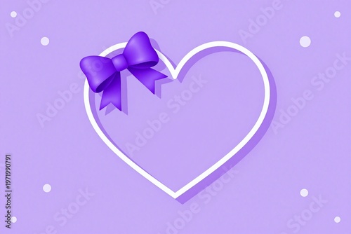 A purple heart with a bow on a purple background