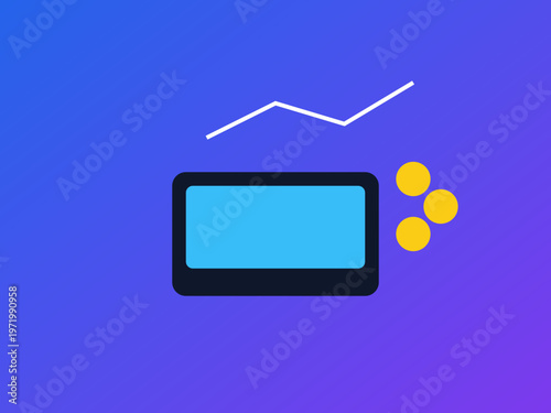 Remote Work Income Concept Illustration with Laptop and Money Growth