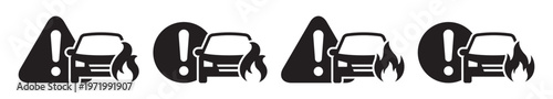 Car accident warning icon, Car crash icon, vector illustration