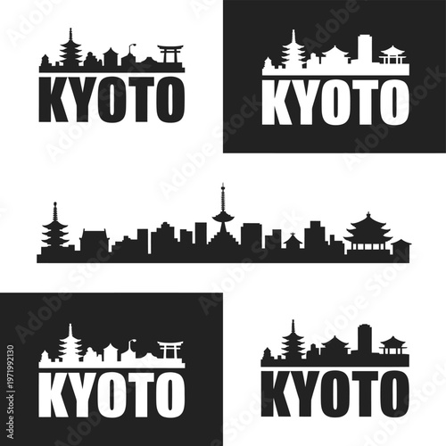 Kyoto skyline graphic with repeating city silhouettes and text