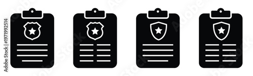 Police document file text icon, vector illustration