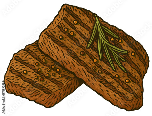 Steak with Herbs Clipart for Menu, Packaging, Branding
