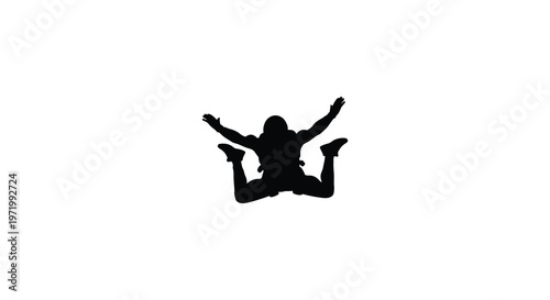 A dynamic silhouette of a person mid air in a jumping pose silhouette
