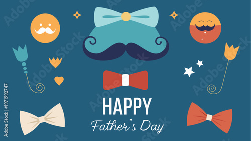 Father's day card with mustaches and bow ties