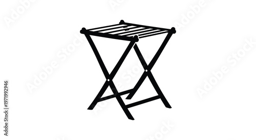 Black folding table isolated on a white background simple silhouette