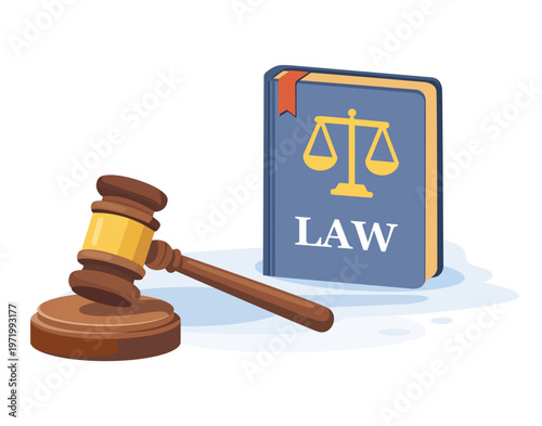 Judge gavel with law book and justice scales