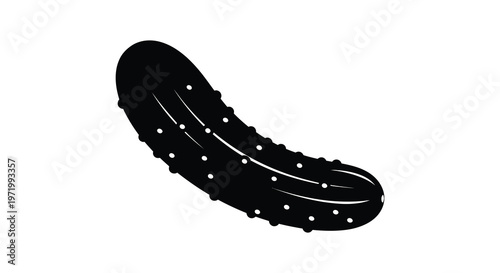 Simple black silhouette of a cucumber against a plain white background silhouette