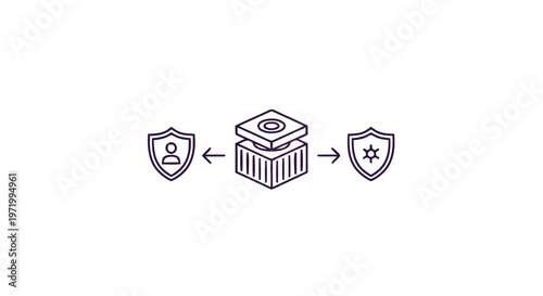 Secure Data Transfer - Shielded Icons Representing Protection and Privacy.