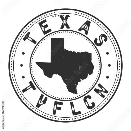 Vintage style texas state seal with outline and abbreviation design