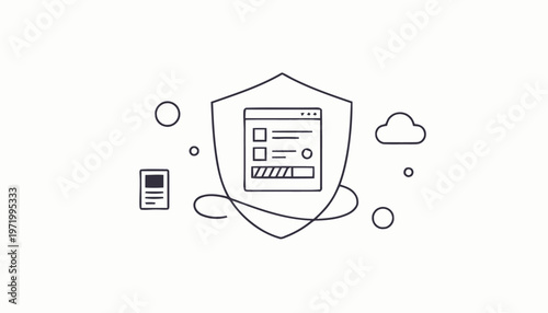 Shield Protecting Digital Information Online.