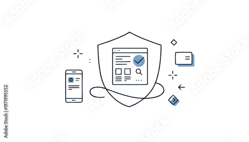 Shield Protecting Digital Information Online.