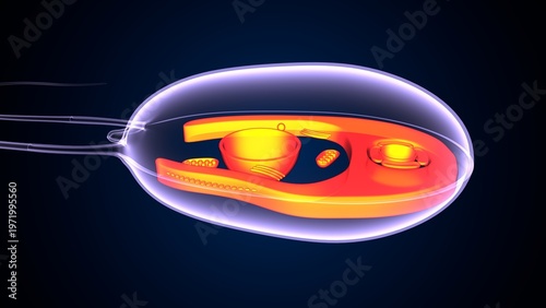 Chlamydomonas insect anatomy. 3d illustrations