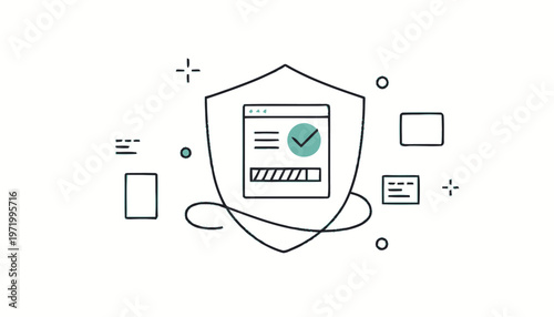 Shield Protecting Digital Information Online.