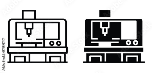 Two Styles of CNC Milling Machine Vectors for Industrial Design Use