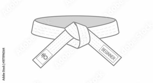 Martial Arts White Belt Tied in Knot - Beginner Level Symbol