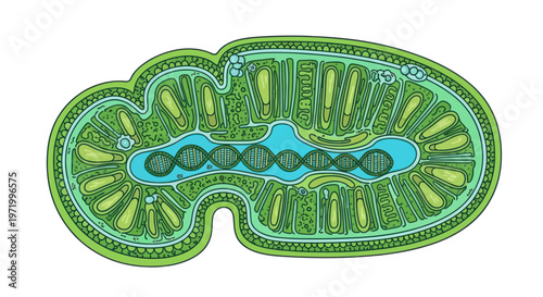 Mitochondria Cell Biology Illustration - DNA inside organelle
