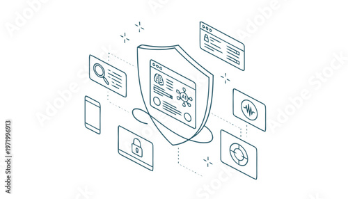 Shield Protecting Digital Information Security.