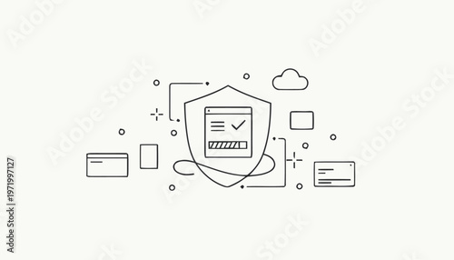 Shield Protecting Digital Information Security.