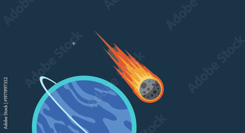 National Space Day illustration of a planet with a comet streaking by