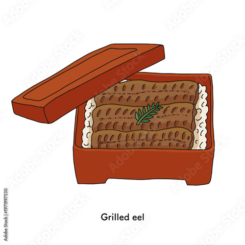 関東風鰻の蒲焼きイラスト｜うなぎ,和食,日本料理,グルメ,土用の丑の日