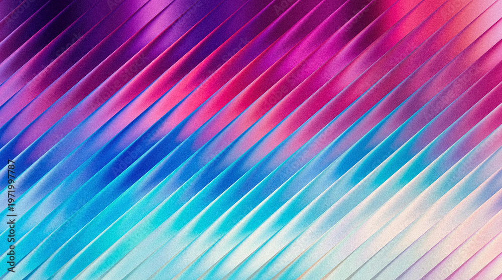 Obraz premium Bright diagonal stripes in vivid purple pink and blue gradient on a textured background