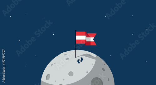 National Space Day Event Celebrated on Moon's Surface with Flag