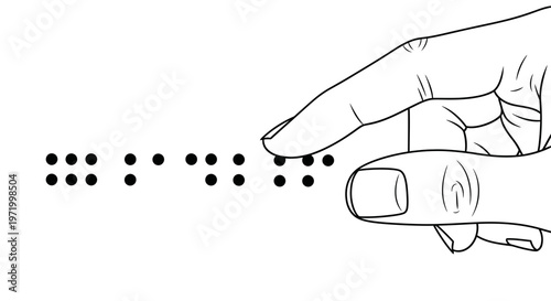 hand reading braille dots