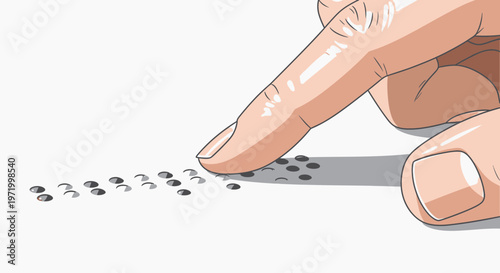 hand touching braille dots