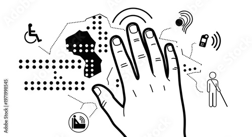 hand touching braille accessibility symbols