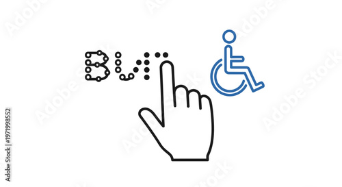 hand with braille and disabled icon