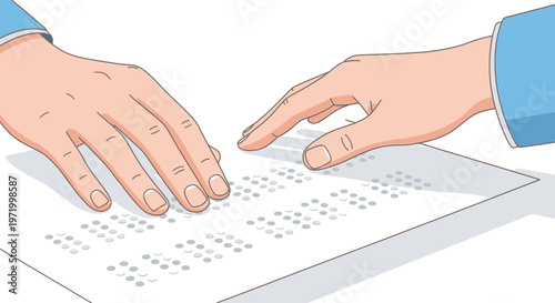 hands reading braille book