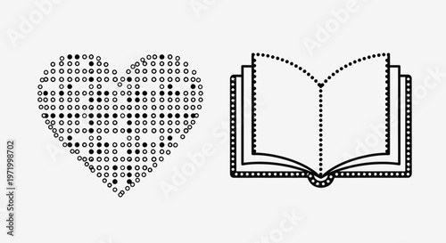 heart made of dots and open book