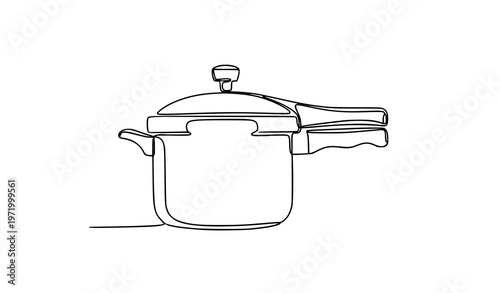 Minimal pressure cooker line drawing vector kitchen appliance illustration