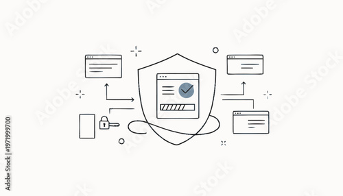 Shield Protecting Laptop Computer Security.