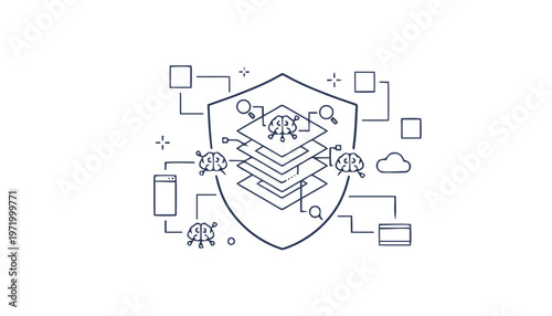 Shield with digital elements and protection.