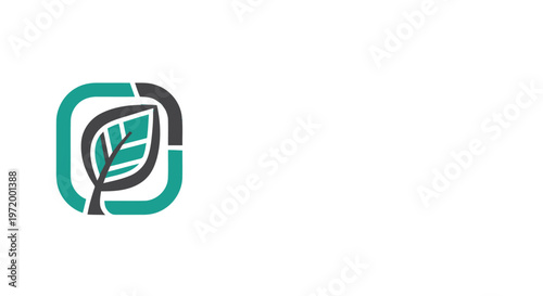 Stylized Leaf Icon with Rounded Square Frame in Green and Gray.