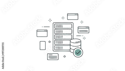 Server with database and documents.