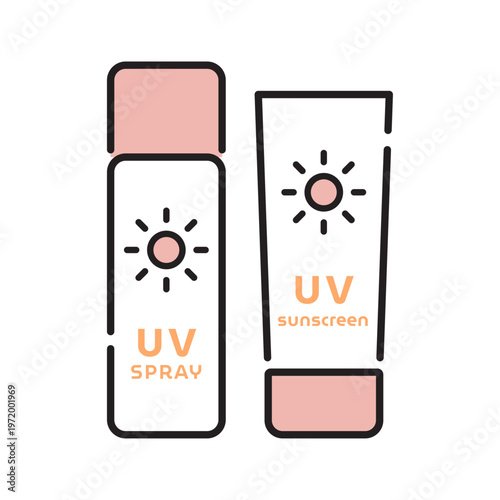 UVスプレーと日焼け止めの紫外線対策アイコン